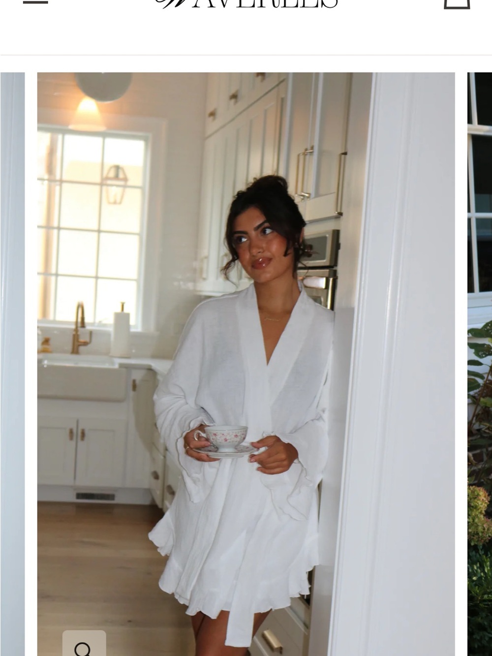 White Ruffle Trim Robe and shorts set